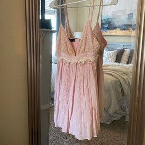Showpow pink Paper Heart Babydoll dress